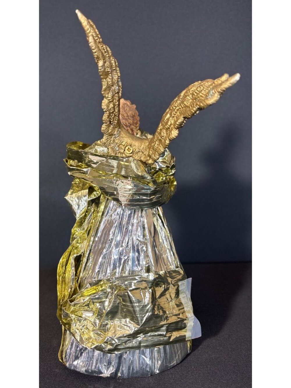 Victorian Angel Figurine Gold & Silver Foil Robe Intricate Wing Tree Topper - Picture 6 of 12